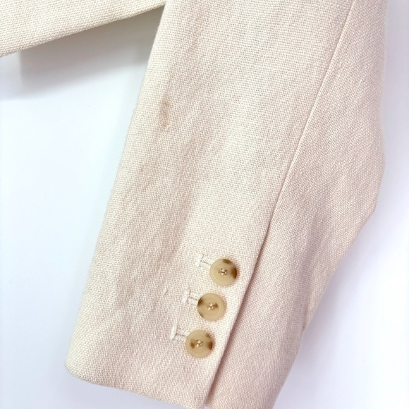 NWT ALC Andrews Cropped Open Blazer Sz 12 Cream Linen Tailored Chic *Flaw - Picture 15 of 16